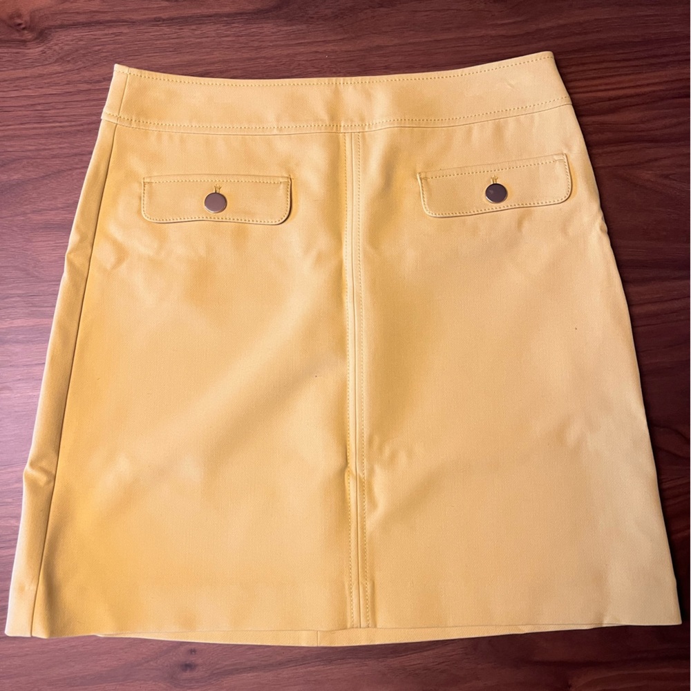 LOFT Yellow A-Line Mini Skirt with Pockets Detail